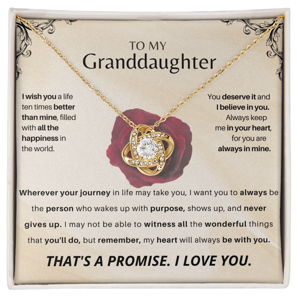 To My Granddaughter - Love Knot Gift Set - SSGD23V2 Jewelry ShineOn Fulfillment 18K Yellow Gold Finish Standard Box