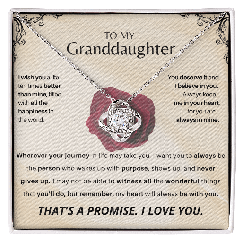 To My Granddaughter - Love Knot Gift Set - SSGD23V2 Jewelry ShineOn Fulfillment 14K White Gold Finish Standard Box