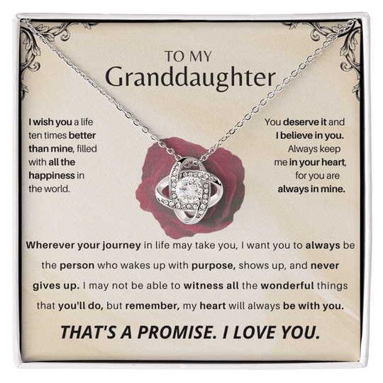 To My Granddaughter - Love Knot Gift Set - SSGD23V2 Jewelry ShineOn Fulfillment 14K White Gold Finish Standard Box
