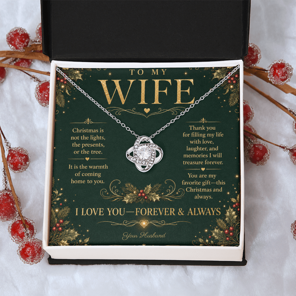 To My Wife Christmas Love Knot Necklace Gift From Husband