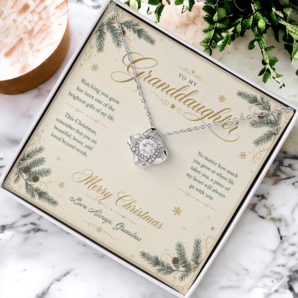 To My Granddaughter – Christmas Love Knot Necklace