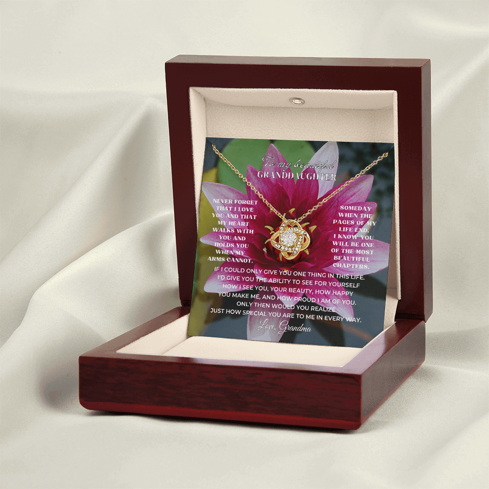 To My Beautiful Granddaughter necklace in gift box, perfect meaningful milestone graduation or birthday gift for granddaughter.