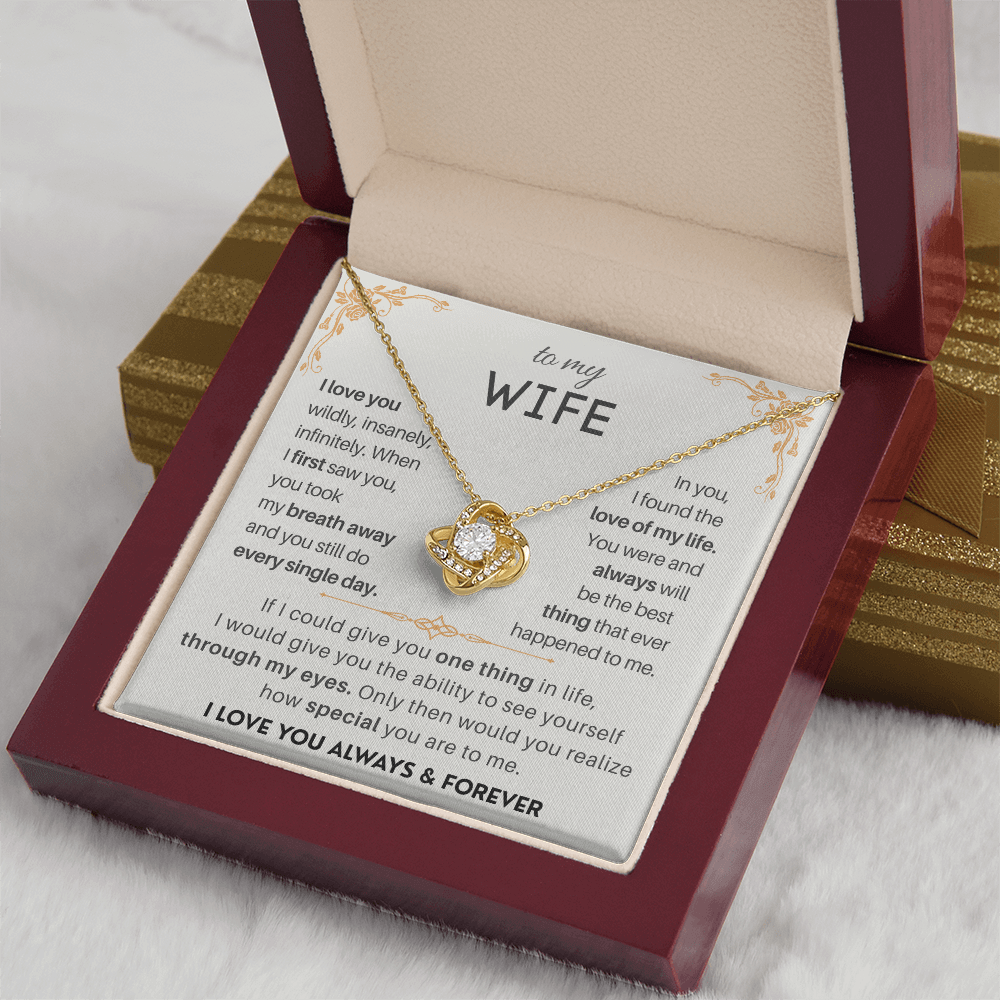 To My Wife "Love You Infinitely" necklace in elegant box, a meaningful valentine day or anniversary gift for her.