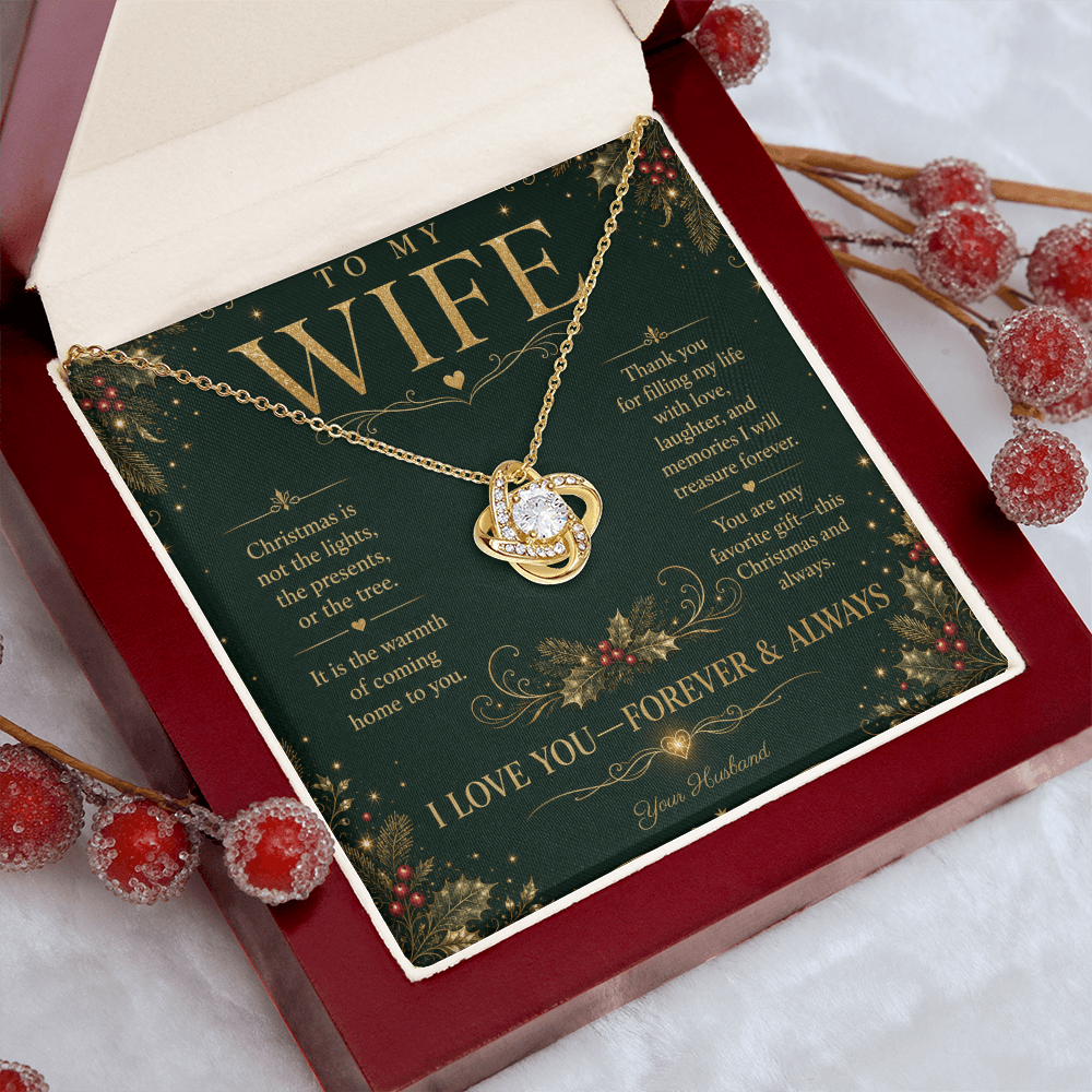 To My Wife Christmas Love Knot Necklace Gift From Husband