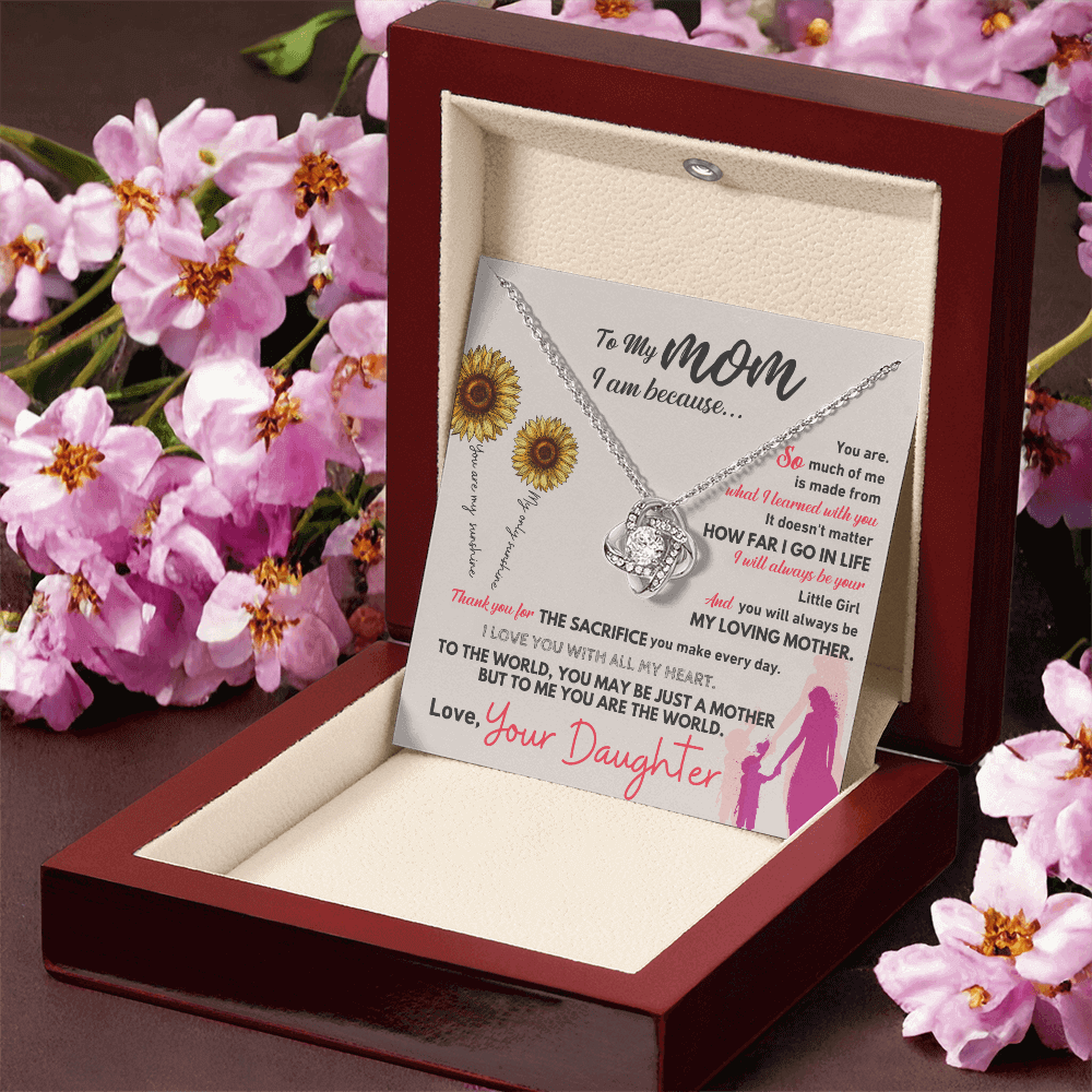 Beautiful Gift For Mom - IVM20V2 with heartfelt message, necklace, and flowers in elegant box.