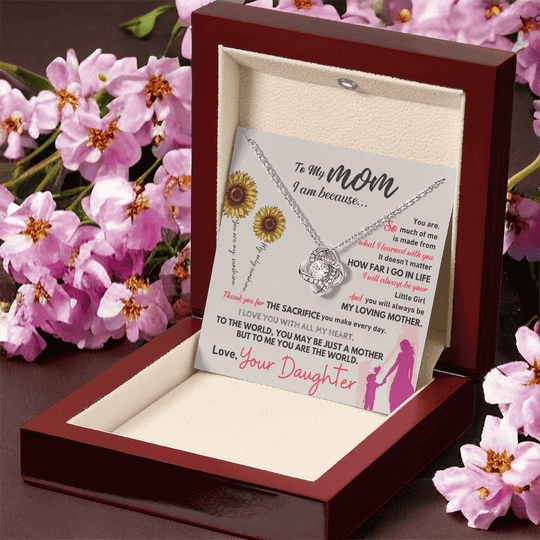 Beautiful Gift For Mom - IVM20V2 with heartfelt message, necklace, and flowers in elegant box.