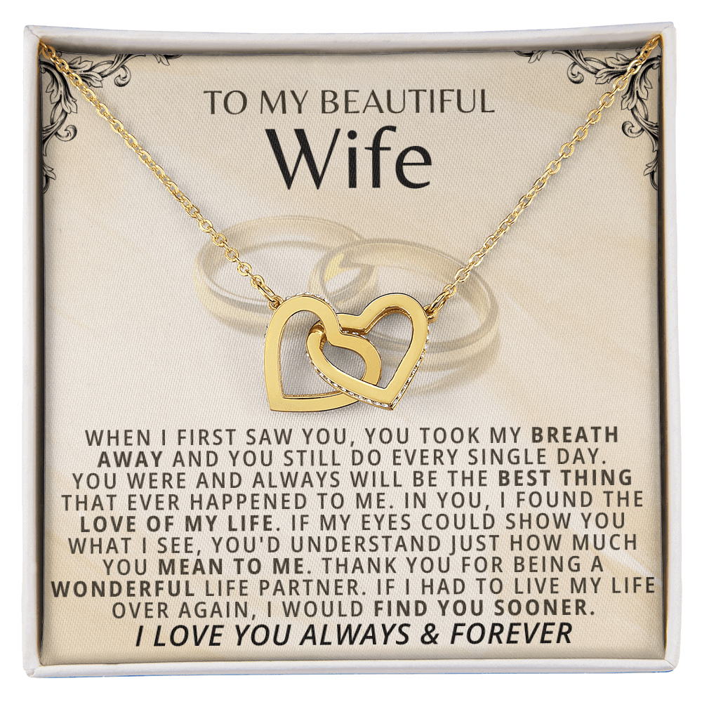 To My Beautiful Wife - Forever Linked Hearts Gift Set - SSW19W1 Jewelry ShineOn Fulfillment 18K Yellow Gold Finish Standard Box