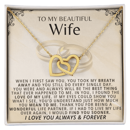To My Beautiful Wife - Forever Linked Hearts Gift Set - SSW19W1 Jewelry ShineOn Fulfillment 18K Yellow Gold Finish Standard Box