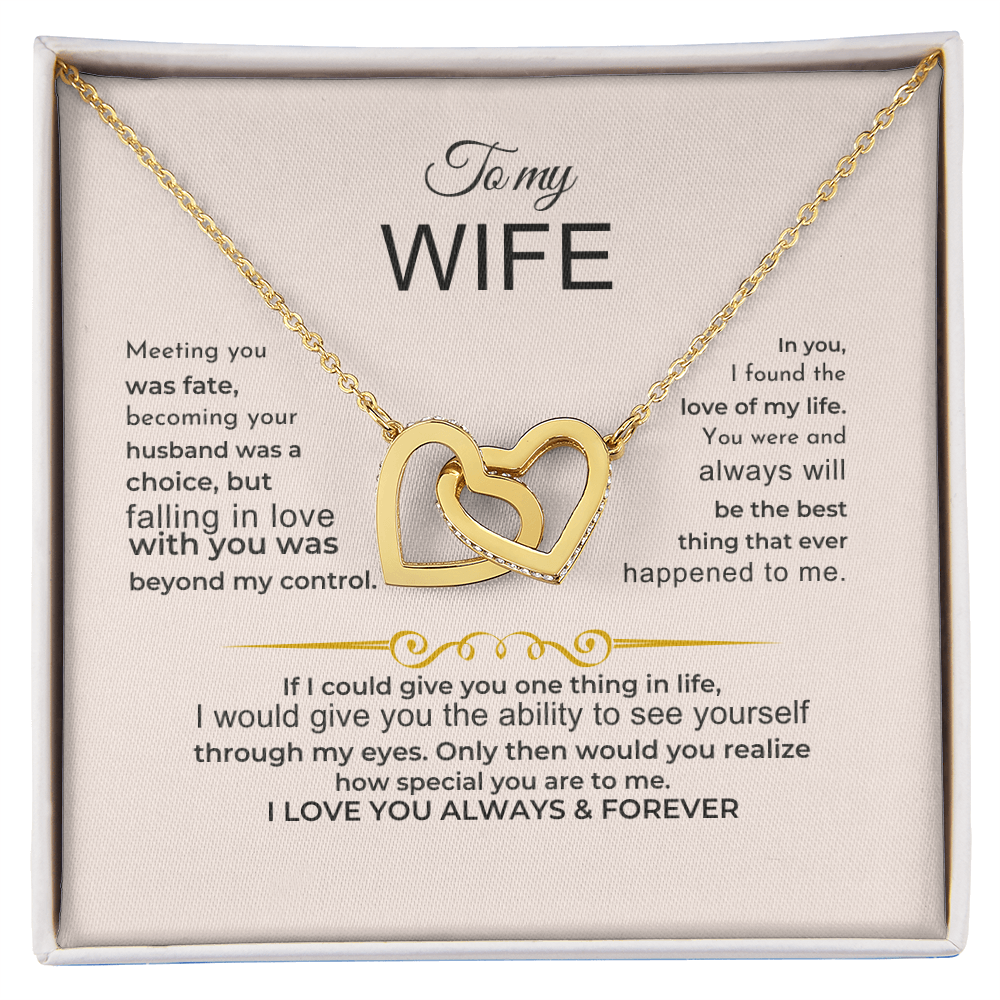 To My Wife - 18k Interlocked-Hearts Necklace Gift Set - SS568V3 Jewelry ShineOn Fulfillment 18K Yellow Gold Finish Standard Box