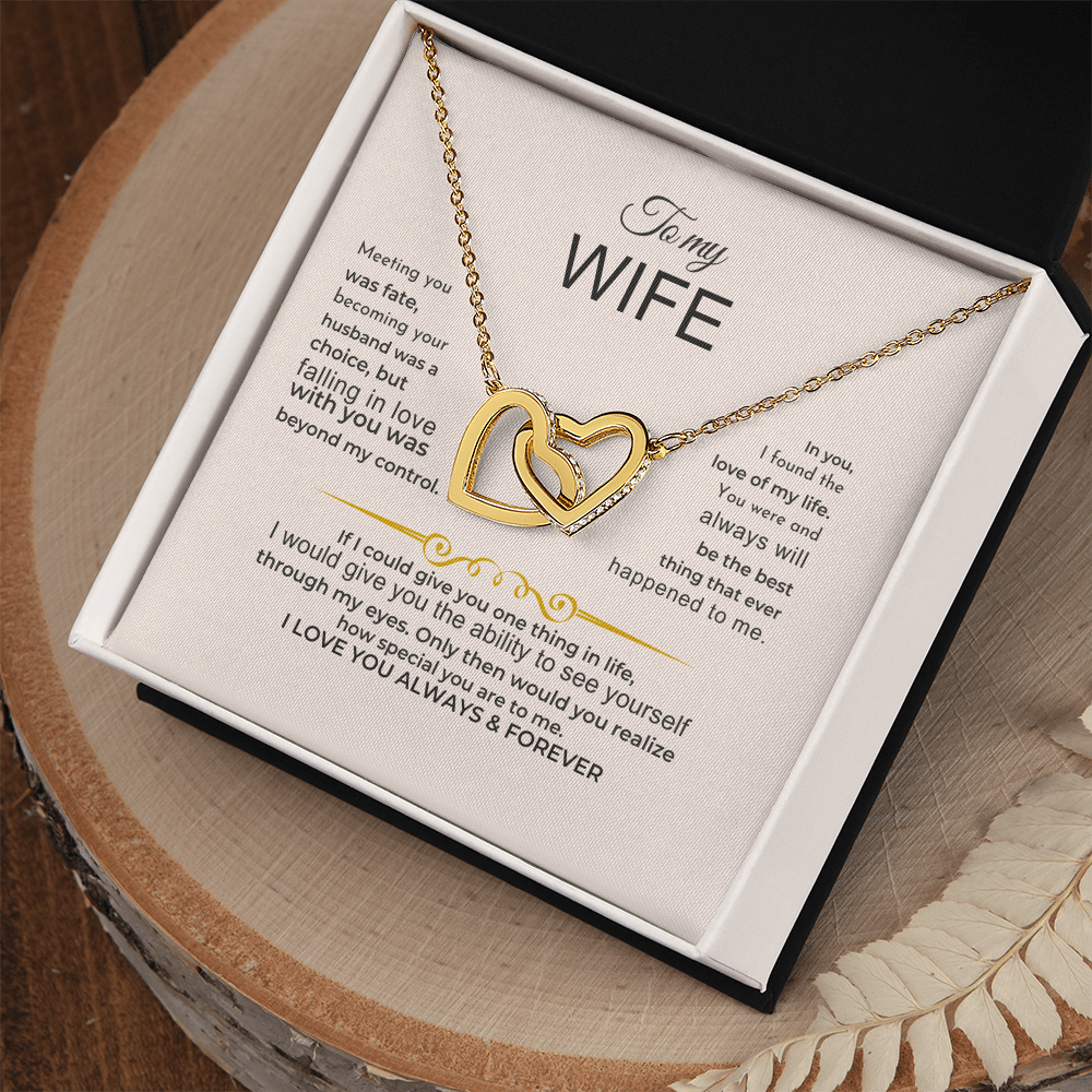 To My Wife - 18k Interlocked-Hearts Necklace Gift Set - SS568V3 Jewelry ShineOn Fulfillment