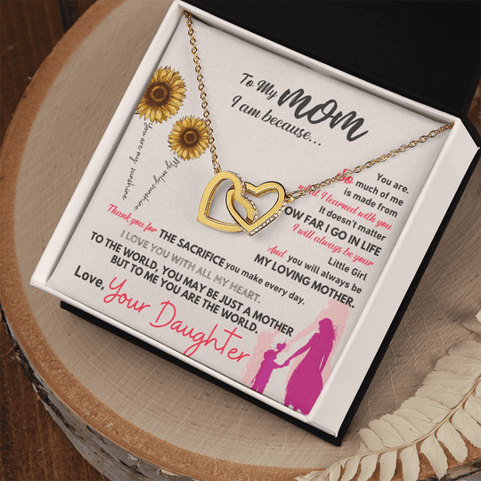 To My Mom - I am Because - White Or Yellow Gold Interlocked-Hearts Necklace Gift Set - SSM20V2 Jewelry ShineOn Fulfillment