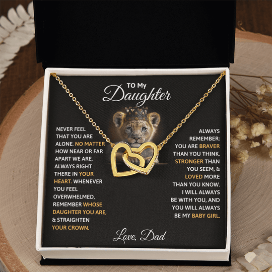 Luxury soulmate connection jewelry parents to daughter keepsake in a gift box with heartfelt message for daughter.