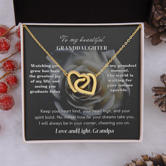 Granddaughter Graduation 2026:  Hearts  Necklace | Midnight Bloom IVG2
