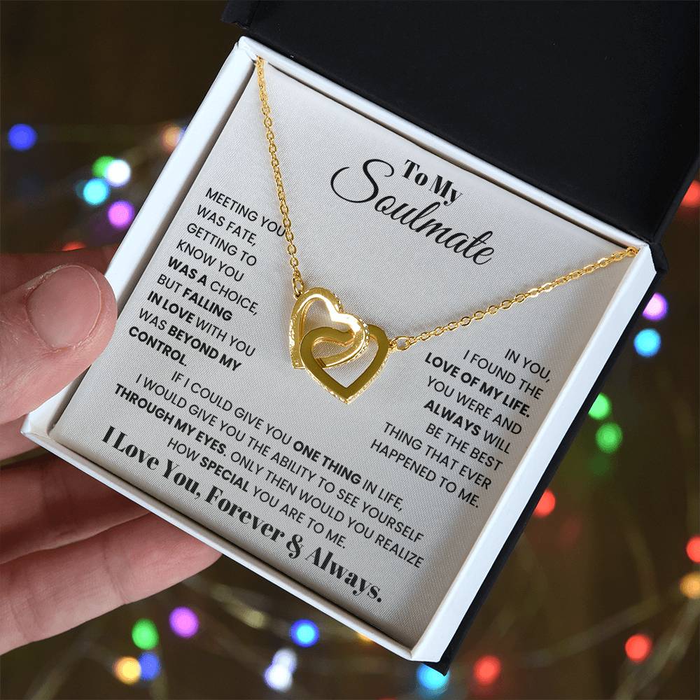 To My Soulmate - Intertwined Hearts Gift Set - SSM1 Jewelry ShineOn Fulfillment 18K Yellow Gold Finish Standard Box