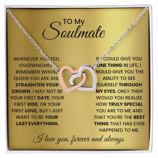 To My Soulmate - Intertwined Hearts Beautiful Gift Set - SSM2 Jewelry ShineOn Fulfillment 14k White Gold Finish Standard Box