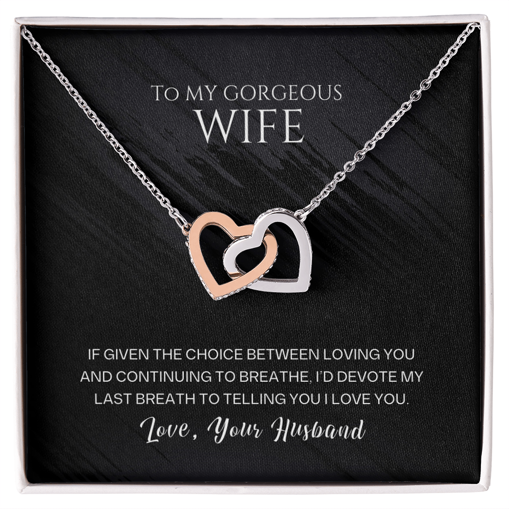To My Wife - Last Breath - Forever Linked Hearts Gift Set - SSW26 Jewelry ShineOn Fulfillment 14k White Gold Finish Standard Box