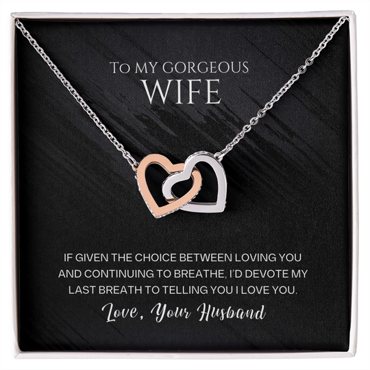 To My Wife - Last Breath - Forever Linked Hearts Gift Set - SSW26 Jewelry ShineOn Fulfillment 14k White Gold Finish Standard Box