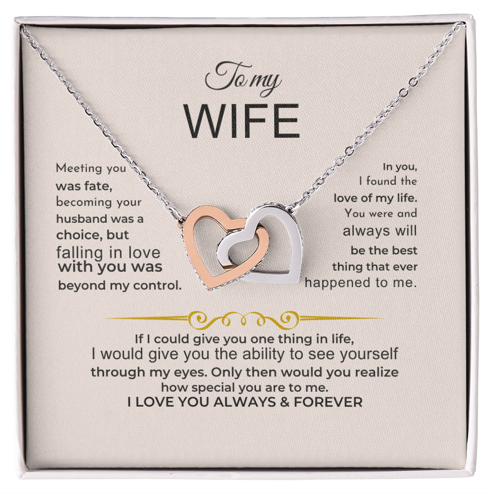 To My Wife - 18k Interlocked-Hearts Necklace Gift Set - SS568V3 Jewelry ShineOn Fulfillment 14k White Gold Finish Standard Box