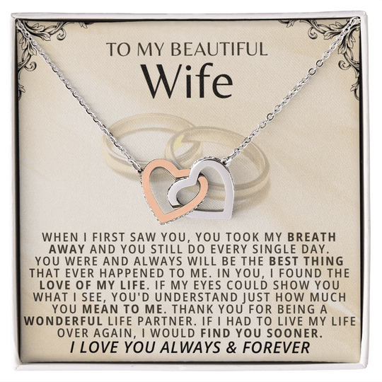 To My Beautiful Wife - Forever Linked Hearts Gift Set - SSW19W1 Jewelry ShineOn Fulfillment 14k White Gold Finish Standard Box