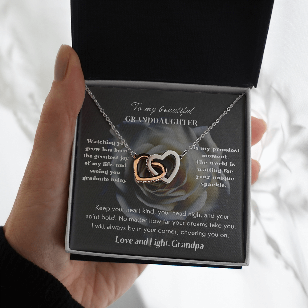 Granddaughter Graduation 2026:  Hearts  Necklace | Midnight Bloom IVG2