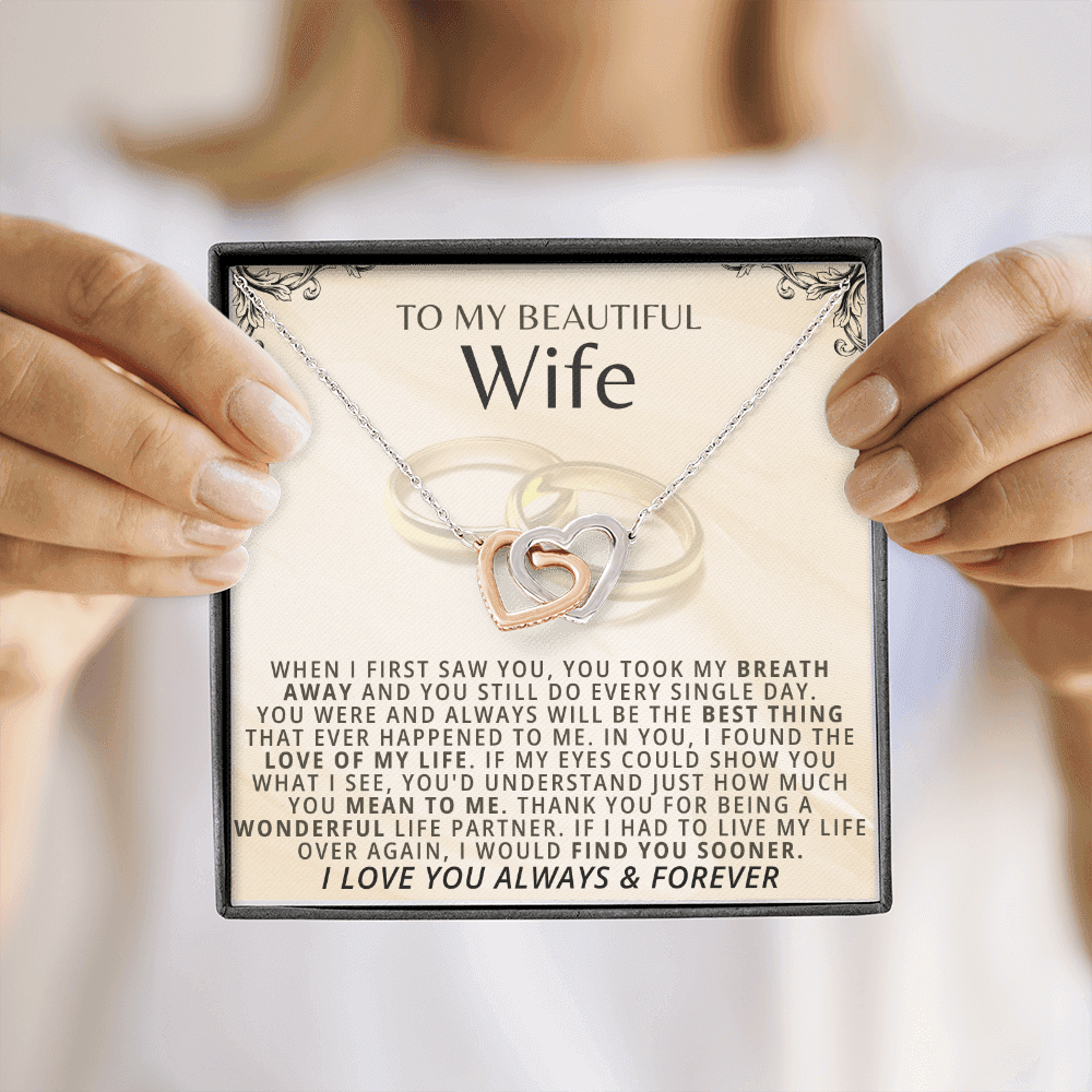 To My Beautiful Wife - Forever Linked Hearts Gift Set - SSW19W1 Jewelry ShineOn Fulfillment