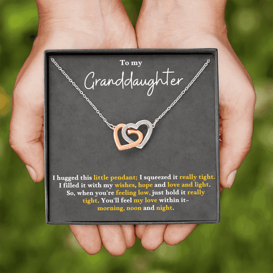 Granddaughter Necklace Gift - Interlocked Hearts from Grandparents