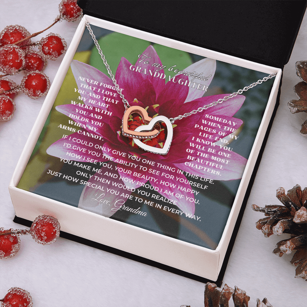 To My Beautiful Granddaughter Hearts Necklace, meaningful milestone christmas or birthday gift for granddaughter.