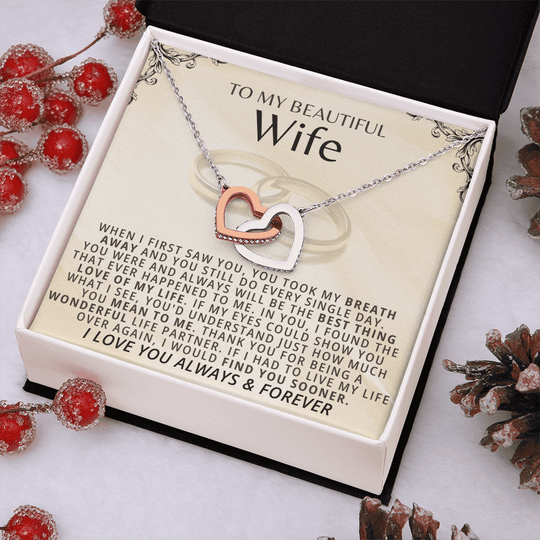 To My Beautiful Wife - Forever Linked Hearts Gift Set - SSW19W1 Jewelry ShineOn Fulfillment
