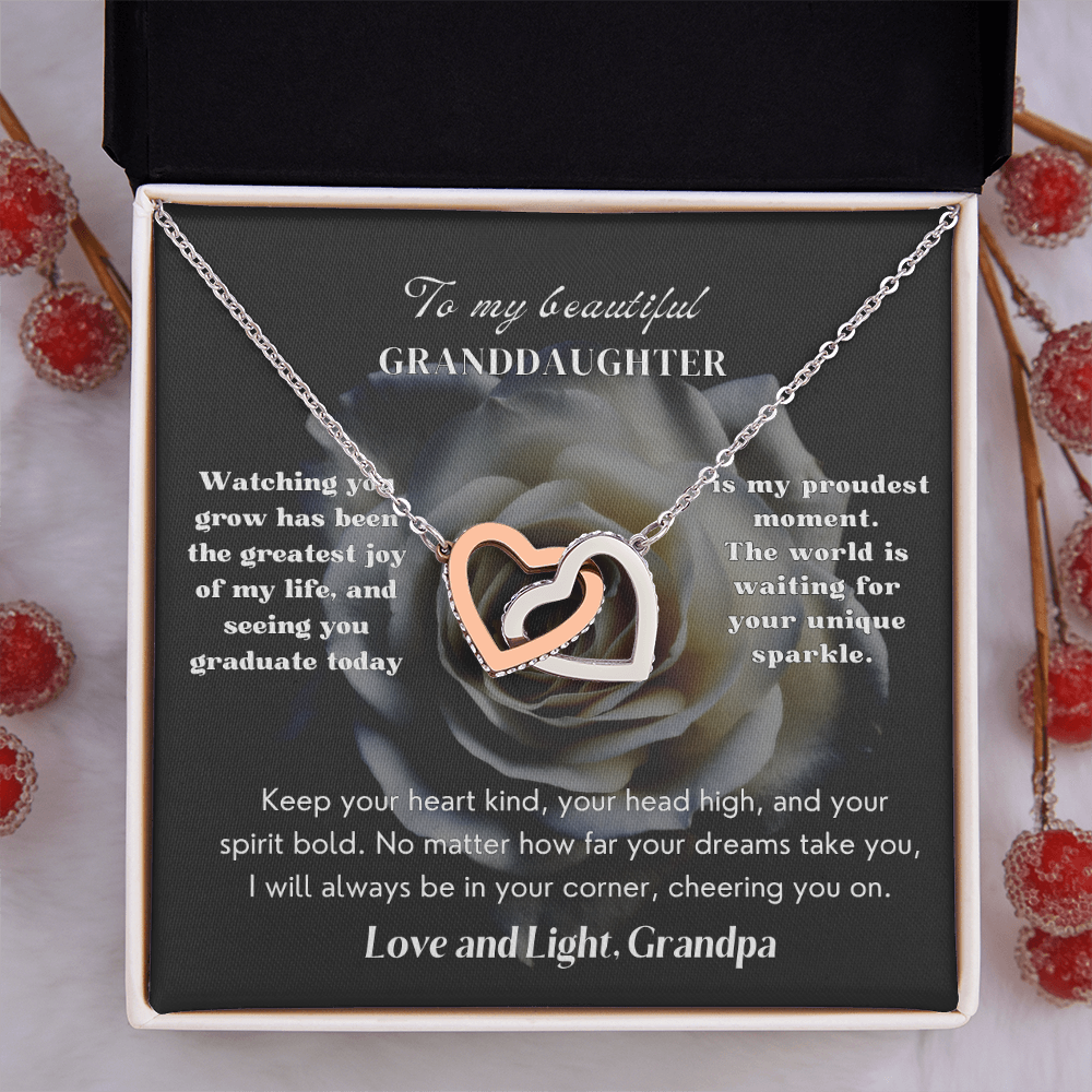 Granddaughter Graduation 2026:  Hearts  Necklace | Midnight Bloom IVG2