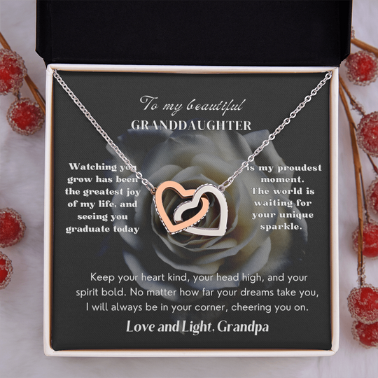 Granddaughter Graduation 2026:  Hearts  Necklace | Midnight Bloom IVG2