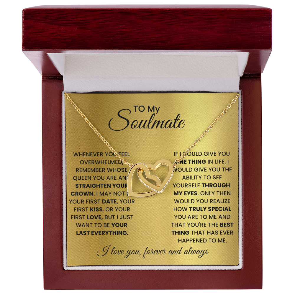 To My Soulmate - Intertwined Hearts Beautiful Gift Set - SSM2 Jewelry ShineOn Fulfillment 18K Yellow Gold Finish Luxury Box