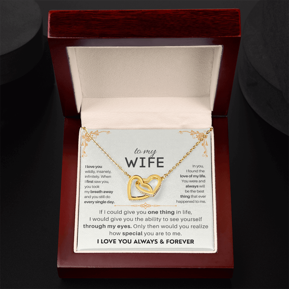 To My Wife - 18k Interlocked-Hearts Necklace Gift Set - SSW18V2 Jewelry ShineOn Fulfillment