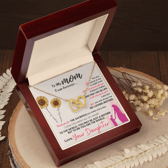 To My Mom - I am Because - White Or Yellow Gold Interlocked-Hearts Necklace Gift Set - SSM20V2 Jewelry ShineOn Fulfillment
