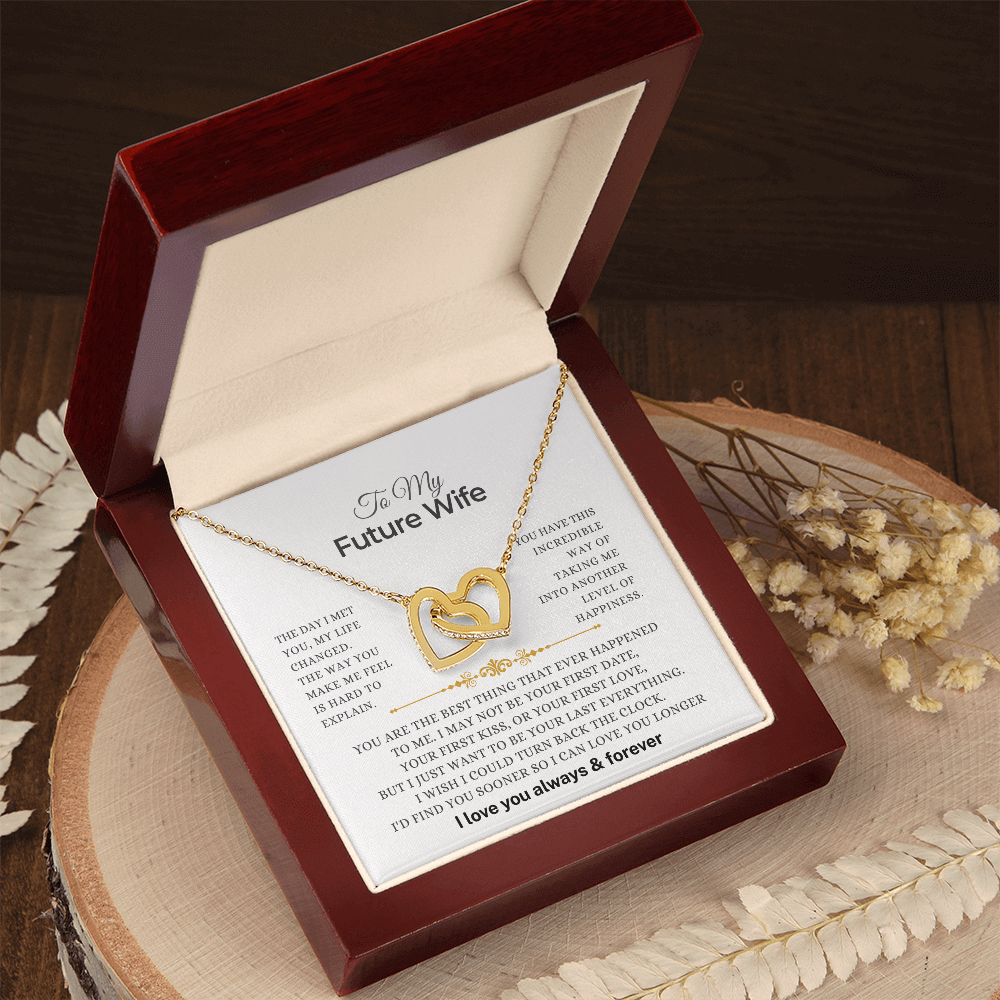 To My Future Wife necklace in a keepsake box, a meaningful proposal or surprise engagement gift for fiancée.