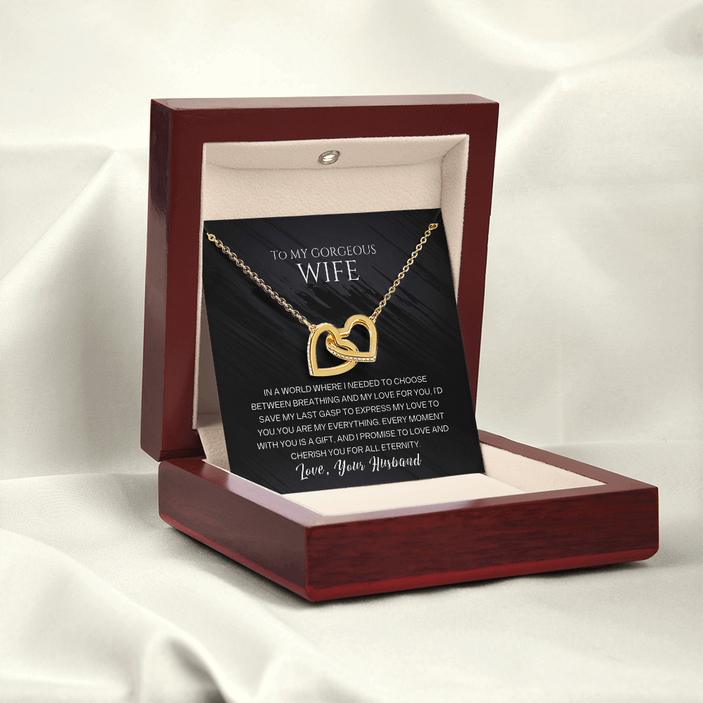 To My Wife | "Cherished Eternity" Interlocked Hearts Pendant in gift box, Romantic Wedding Anniversary Gift For Her.