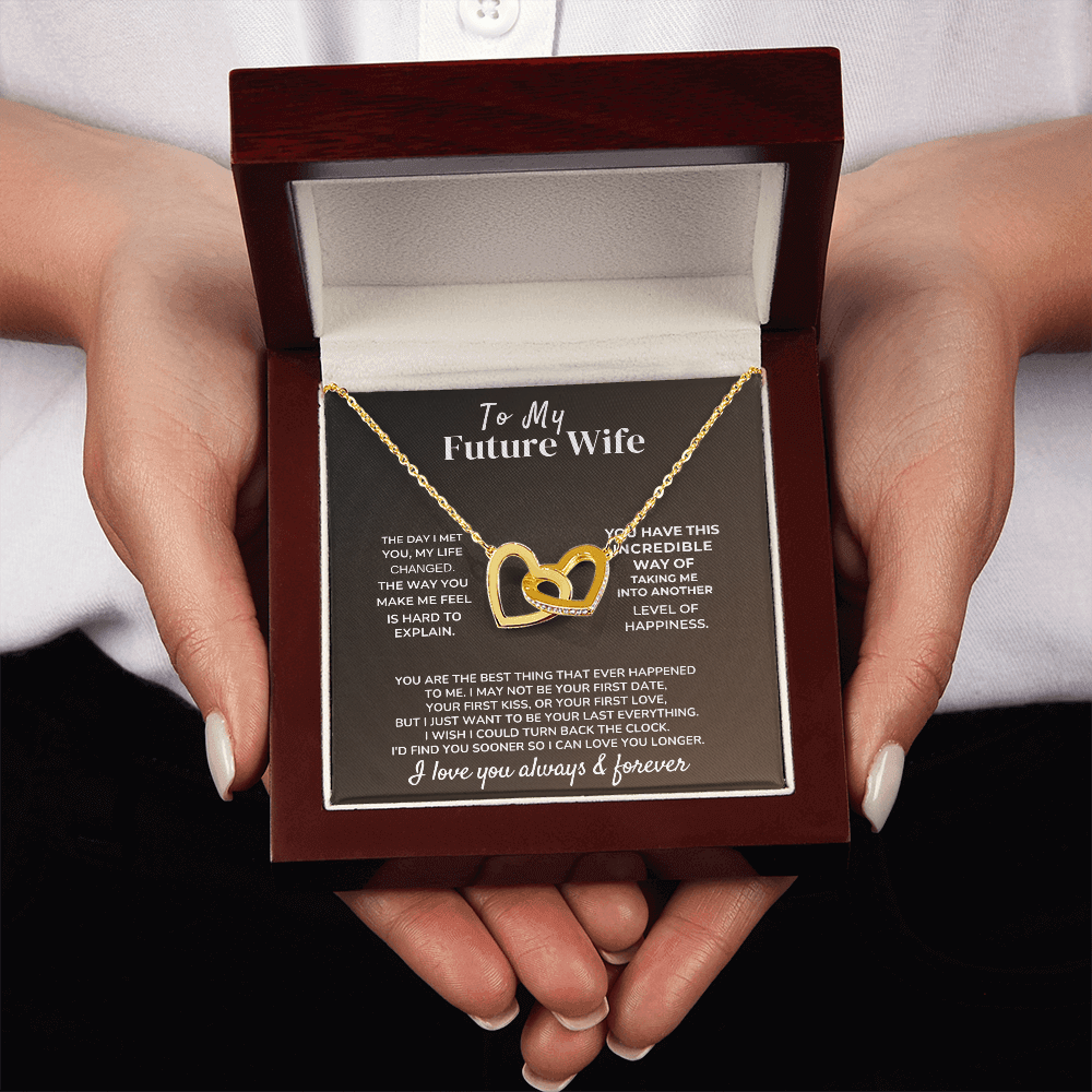 To My Future Wife necklace gift, a meaningful proposal or unexpected surprise gift for future wife in a wooden box.