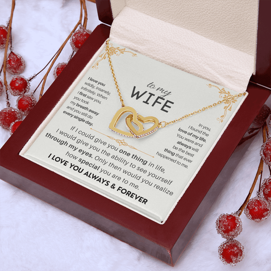 To My Wife - 18k Interlocked-Hearts Necklace Gift Set - SSW18V2 Jewelry ShineOn Fulfillment