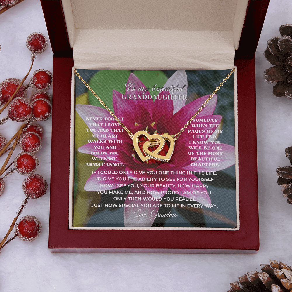 To My Beautiful Granddaughter Hearts Necklace as a meaningful milestone christmas or birthday gift for granddaughter.