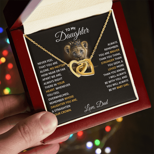 To My Daughter necklace, luxury soulmate connection jewelry parents to daughter keepsake in heart-shaped box.