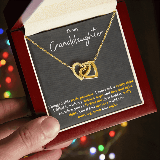 Granddaughter Necklace Gift - Interlocked Hearts from Grandparents