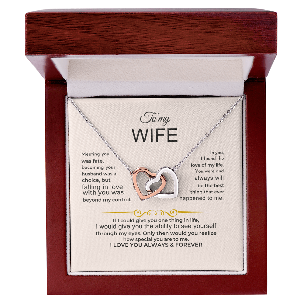 To My Wife - 18k Interlocked-Hearts Necklace Gift Set - SS568V3 Jewelry ShineOn Fulfillment 14k White Gold Finish Luxury Box