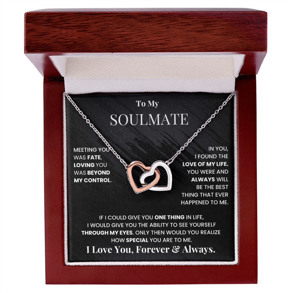 To My Soulmate - Intertwined Hearts Beautiful Gift Set - SSM3 Jewelry ShineOn Fulfillment 14k White Gold Finish Luxury Box