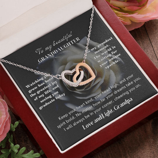 Granddaughter Graduation 2026:  Hearts  Necklace | Midnight Bloom IVG2