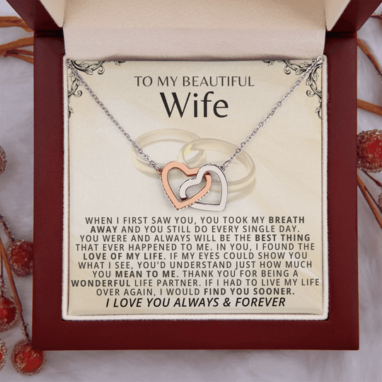 To My Beautiful Wife - Forever Linked Hearts Gift Set - SSW19W1 Jewelry ShineOn Fulfillment