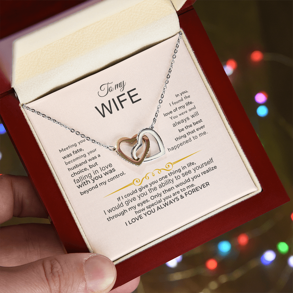 To My Wife - 18k Interlocked-Hearts Necklace Gift Set - SS568V3 Jewelry ShineOn Fulfillment