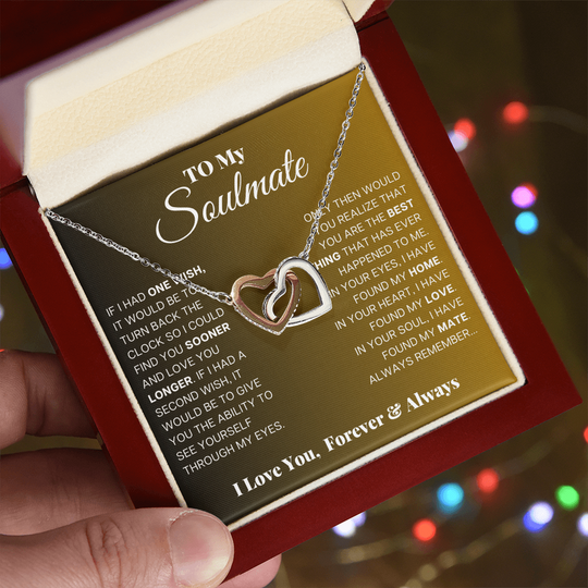 To My Soulmate - Intertwined Hearts Beautiful Gift Set - SSS5V1 Jewelry ShineOn Fulfillment 14k White Gold Finish Luxury Box