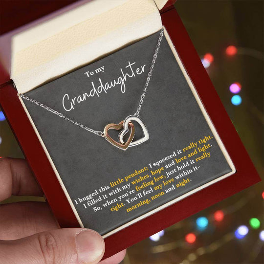 Granddaughter Necklace Gift - Interlocked Hearts from Grandparents