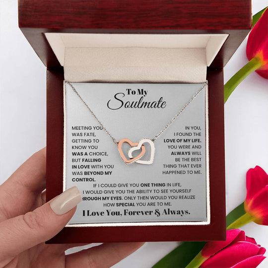 To My Soulmate - Intertwined Hearts Gift Set - SSM1 Jewelry ShineOn Fulfillment 14k White Gold Finish Luxury Box