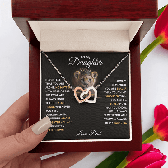 Luxury soulmate connection jewelry parents to daughter keepsake in a gift box with heartfelt message.