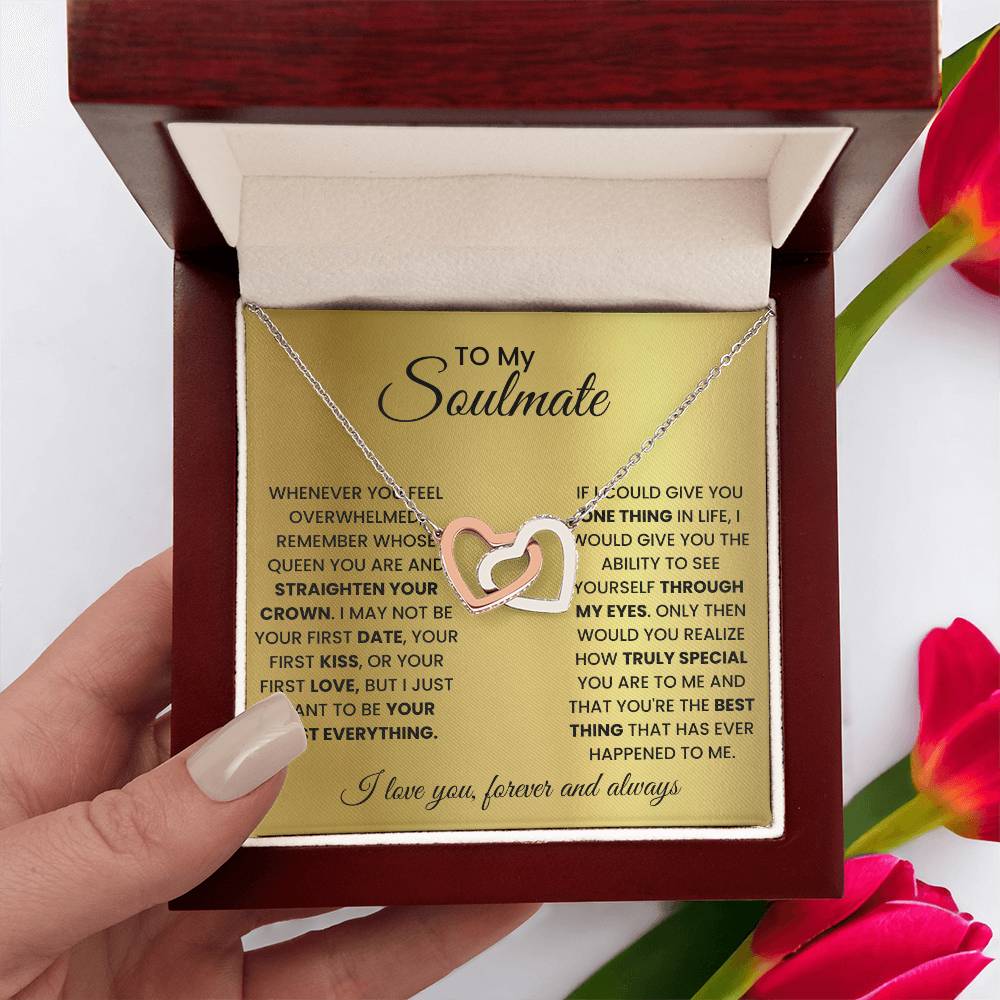To My Soulmate - Intertwined Hearts Beautiful Gift Set - SSM2 Jewelry ShineOn Fulfillment 14k White Gold Finish Luxury Box